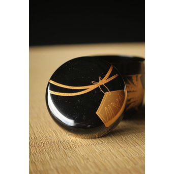 細川司光 稲穂蒔絵 大棗 共箱　Q291 