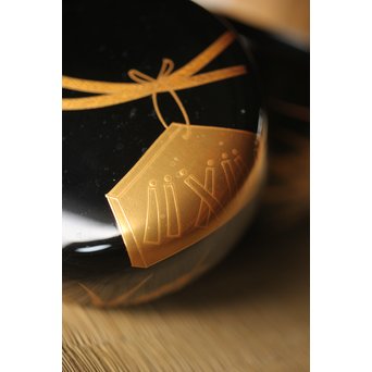 細川司光 稲穂蒔絵 大棗 共箱　Q291 