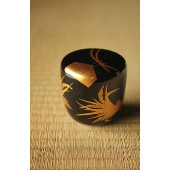 細川司光 稲穂蒔絵 大棗 共箱　Q291