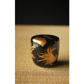 細川司光 稲穂蒔絵 大棗 共箱　Q291 