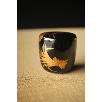 細川司光 稲穂蒔絵 大棗 共箱　Q291 