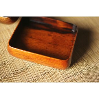 北浜宗貴 浮御堂蒔絵 文庫形 黒柿香合 共箱　Q290 