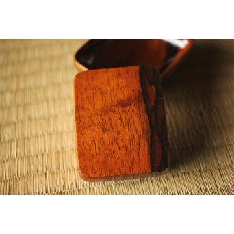 北浜宗貴 浮御堂蒔絵 文庫形 黒柿香合 共箱　Q290 