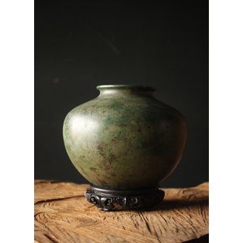 田中一秋×岡崎雪聲 合作 青銅鍑式花瓶　M295 