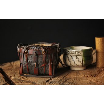 旅茶碗一式と竹籠　U267 