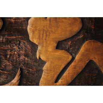 月形那比古 木彫横額 書刻【知足】　Z279 