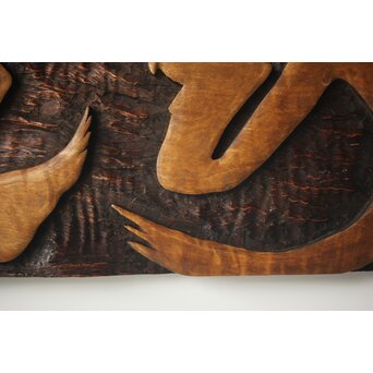 月形那比古 木彫横額 書刻【知足】　Z279 