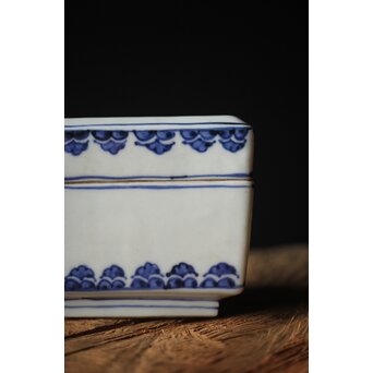 二代 清風与平 古染付写蓋物 唐木箱　P310 