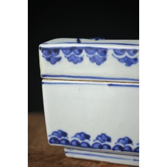 二代 清風与平 古染付写蓋物 唐木箱　P310 