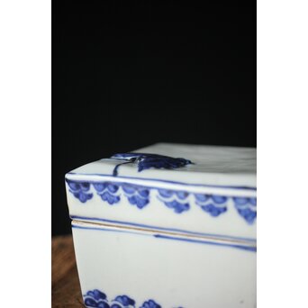 二代 清風与平 古染付写蓋物 唐木箱　P310 