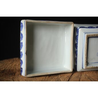 二代 清風与平 古染付写蓋物 唐木箱　P310 