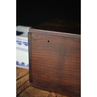 二代 清風与平 古染付写蓋物 唐木箱　P310 