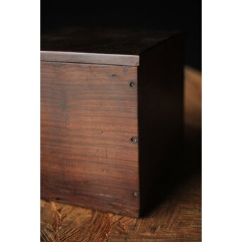 二代 清風与平 古染付写蓋物 唐木箱　P310 