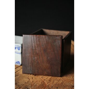 二代 清風与平 古染付写蓋物 唐木箱　P310 