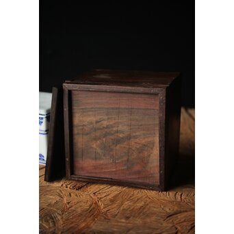 二代 清風与平 古染付写蓋物 唐木箱　P310 