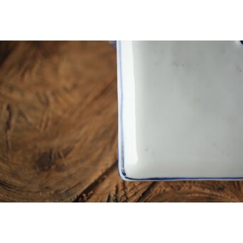 二代 清風与平 古染付写蓋物 唐木箱　P310 