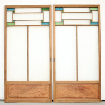 プレスと色ガラスの建具 2枚1組　GD0083Y