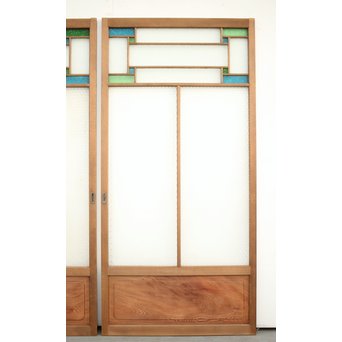 プレスと色ガラスの建具 2枚1組　GD0083Y 