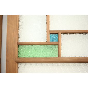 プレスと色ガラスの建具 2枚1組　GD0083Y 