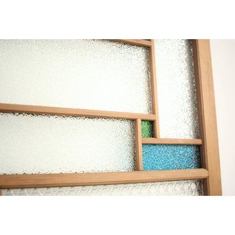 プレスと色ガラスの建具 2枚1組　GD0083Y 