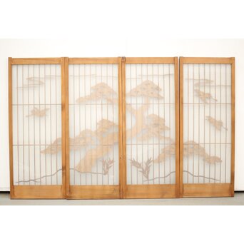 ガラス入鶴松書院 4枚1組　R0139 