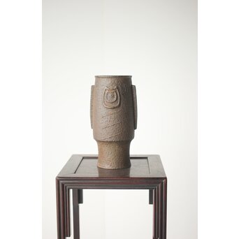 南部名工 鈴木盛久 魚紋鉄花瓶　M300 