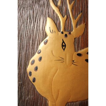 鹿と灯籠の蒔絵桐火鉢　Q292 