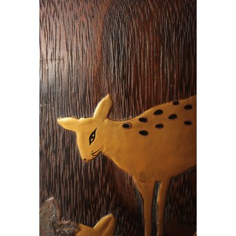 鹿と灯籠の蒔絵桐火鉢　Q292 