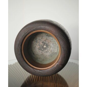 鹿と灯籠の蒔絵桐火鉢　Q292 