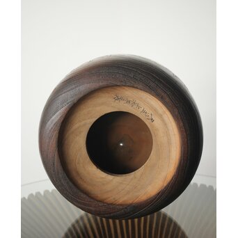 鹿と灯籠の蒔絵桐火鉢　Q292 