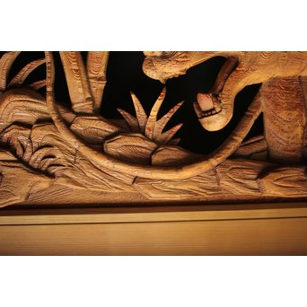 在銘 竹虎木彫欄間 2枚1組　R0143Y 