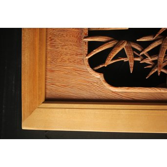 在銘 竹虎木彫欄間 2枚1組　R0143Y 