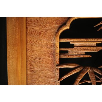 在銘 竹虎木彫欄間 2枚1組　R0143Y 