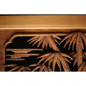 在銘 竹虎木彫欄間 2枚1組　R0143Y 