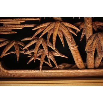 在銘 竹虎木彫欄間 2枚1組　R0143Y 