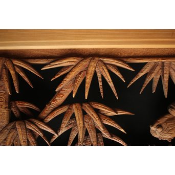 在銘 竹虎木彫欄間 2枚1組　R0143Y 