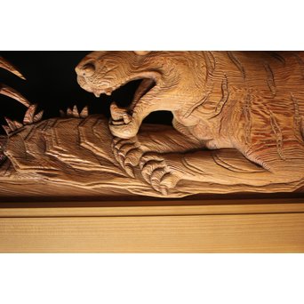 在銘 竹虎木彫欄間 2枚1組　R0143Y 