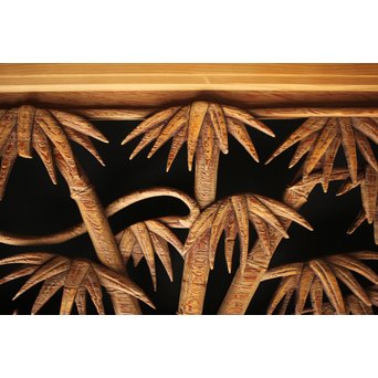 在銘 竹虎木彫欄間 2枚1組　R0143Y 