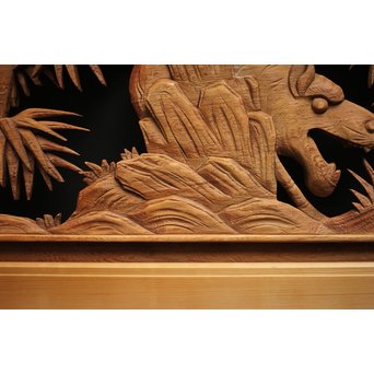 在銘 竹虎木彫欄間 2枚1組　R0143Y 