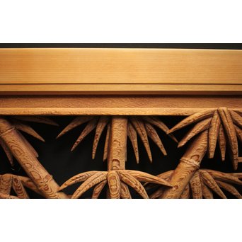 在銘 竹虎木彫欄間 2枚1組　R0143Y 