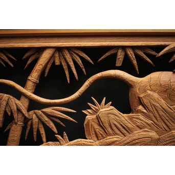 在銘 竹虎木彫欄間 2枚1組　R0143Y 