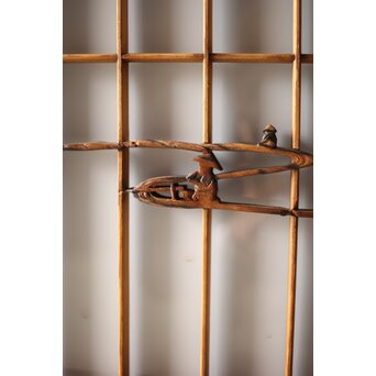 黒柿と乳白色ガラスの書院 4枚1組　R0144YD 