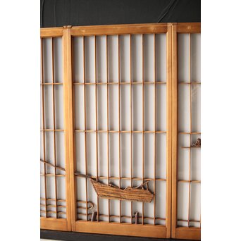 黒柿と乳白色ガラスの書院 4枚1組　R0144YD 