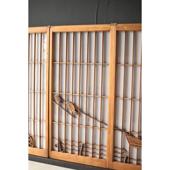 黒柿と乳白色ガラスの書院 4枚1組　R0144YD 