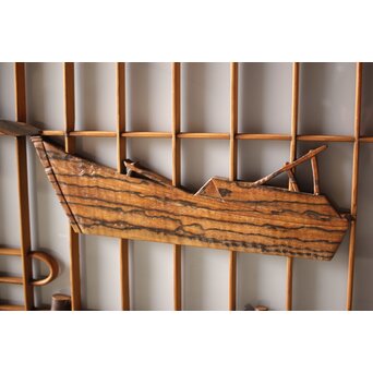 黒柿と乳白色ガラスの書院 4枚1組　R0144YD 