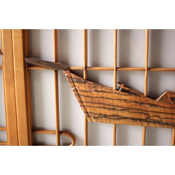 黒柿と乳白色ガラスの書院 4枚1組　R0144YD 