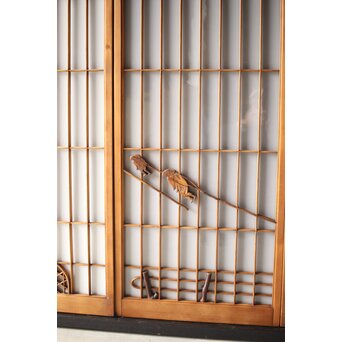 黒柿と乳白色ガラスの書院 4枚1組　R0144YD 