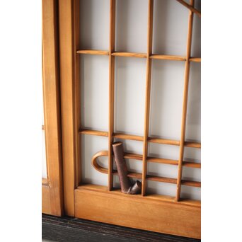 黒柿と乳白色ガラスの書院 4枚1組　R0144YD 