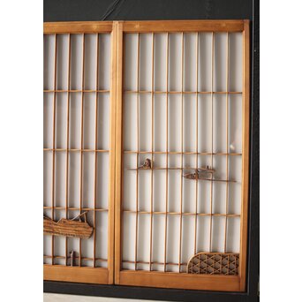 黒柿と乳白色ガラスの書院 4枚1組　R0144YD 