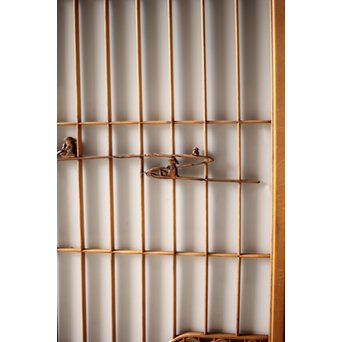 黒柿と乳白色ガラスの書院 4枚1組　R0144YD 